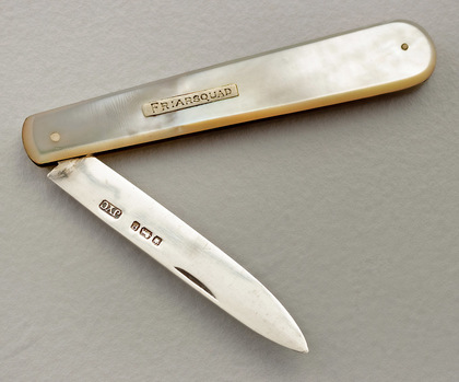Victorian Silver & Mother of Pearl Pocket Fruit Knife - FRIARSQUAD, John Yeomans Cowlishaw